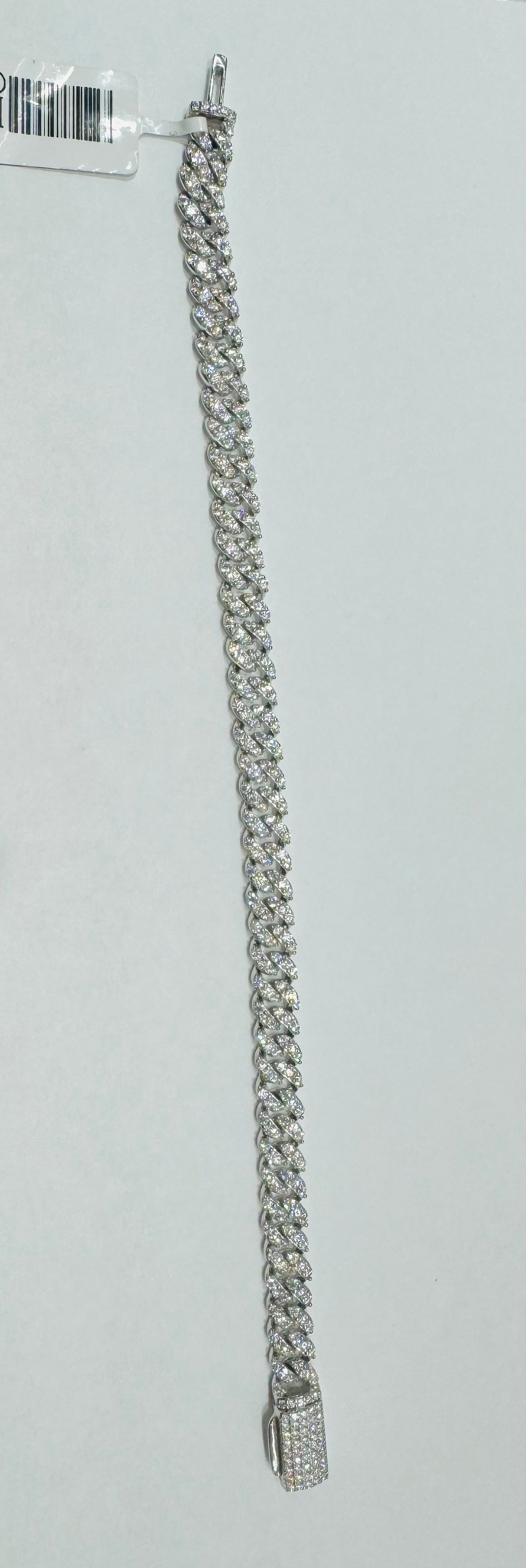 SILVER MOISSANITE CUBAN LINK BRACELET 8”, 5.89CTW, WIDTH: 7mm