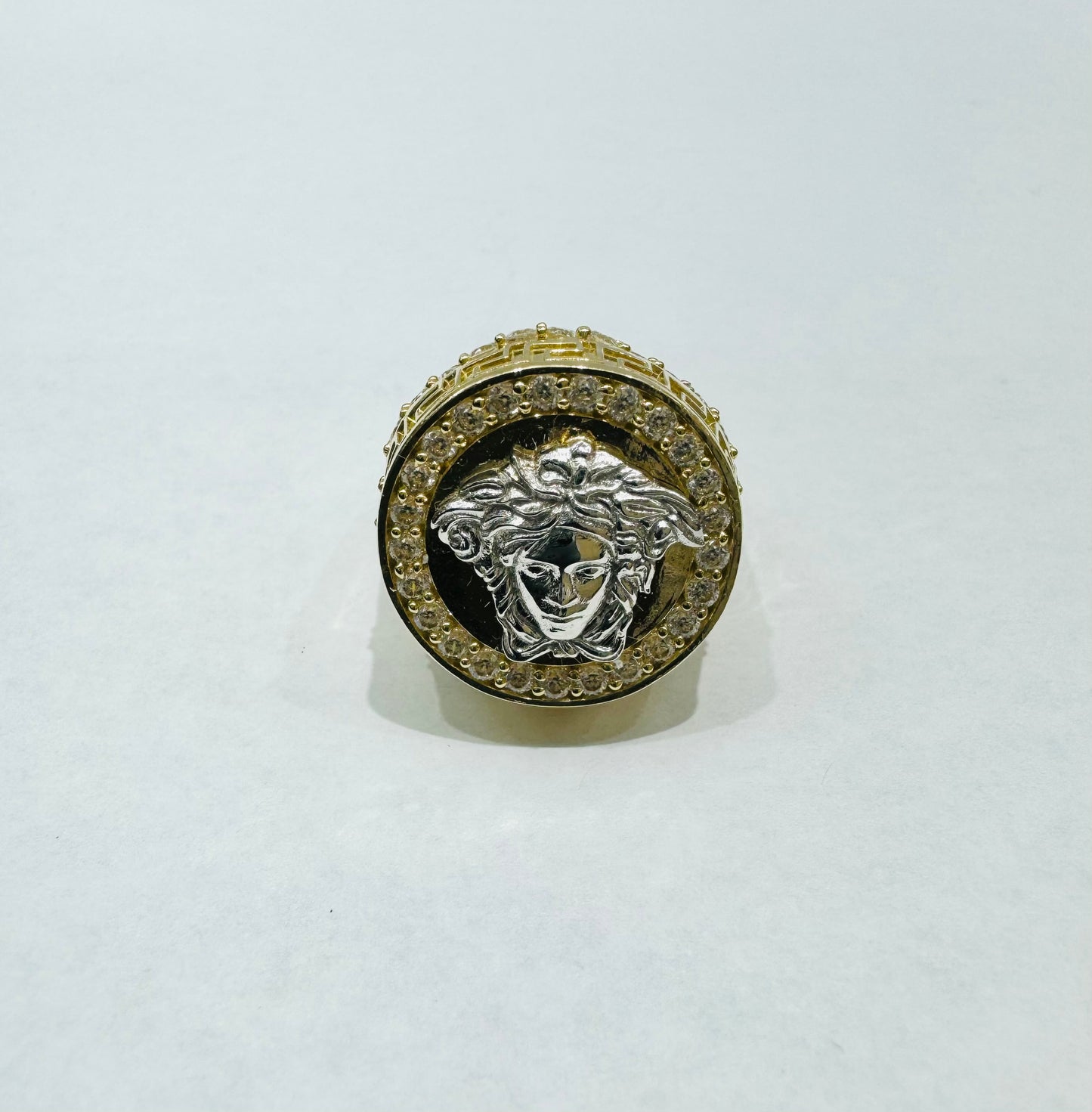 10K GOLD MEDUSA HEAD RING, SIZE: 10, WEIGHT: 5.7gm