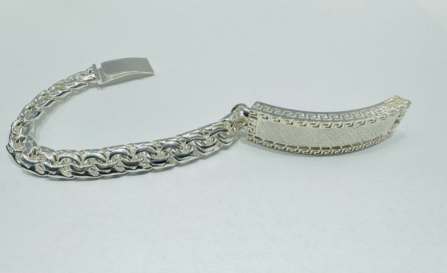 SILVER ITALIAN CHINO LINK BRACELET 10.5”, WEIGHT: 62.2gm, WIDTH: 10.84mm