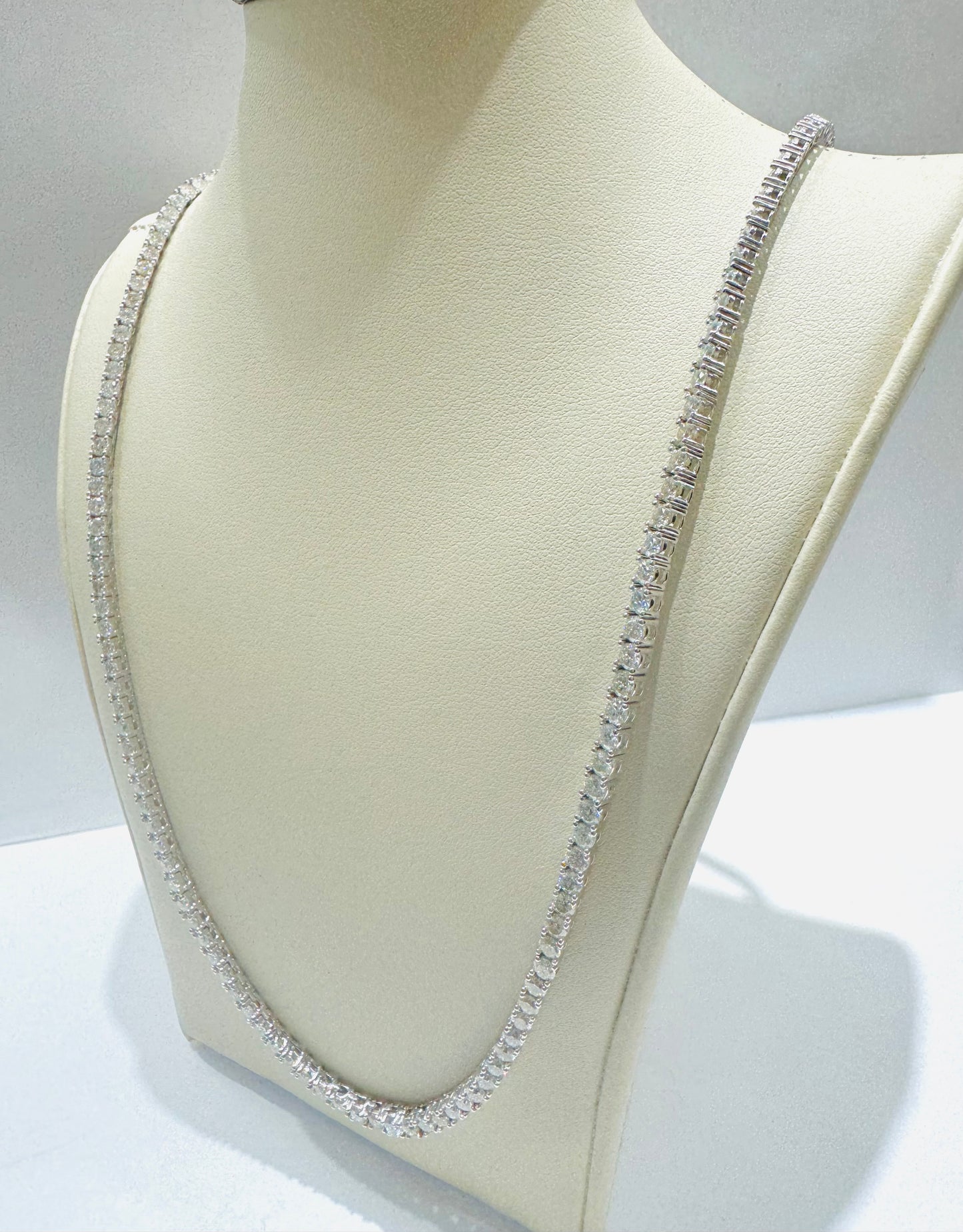 SILVER MOISSANITE TENNIS NECKLACE 22”, VVS 17.7CTW, WIDTH: 3mm