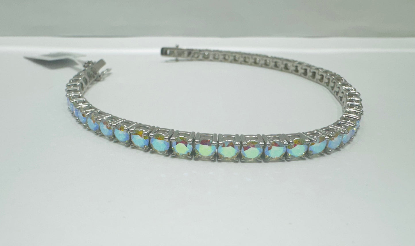 SILVER MOISSANITE TENNIS BRACELET 8” VVS 10.8CTW , WIDTH:4mm