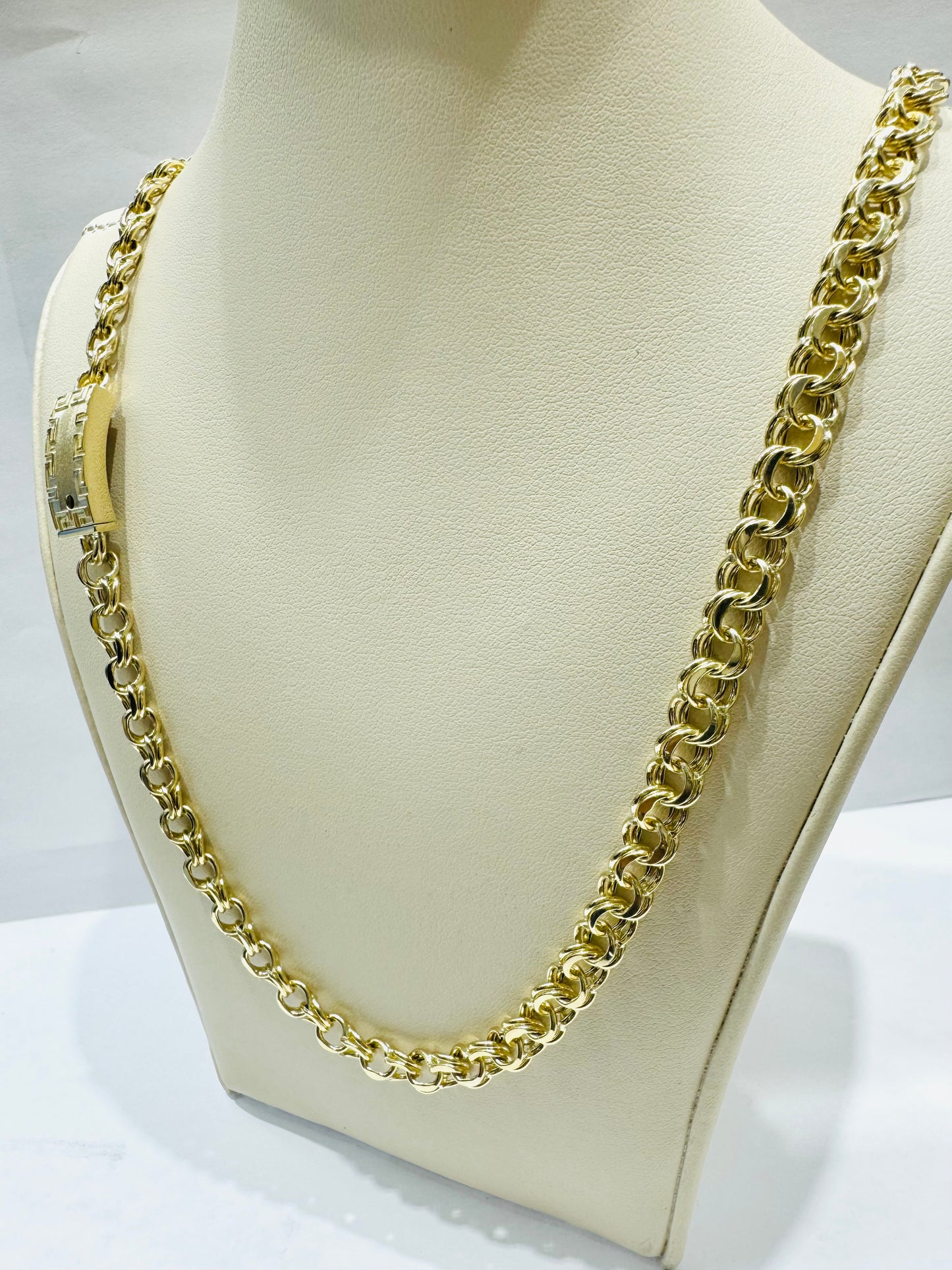 10K GOLD CHINO LINK NECKLACE 22”, WEIGHT: 19.6gm, WIDTH: 6.5mm