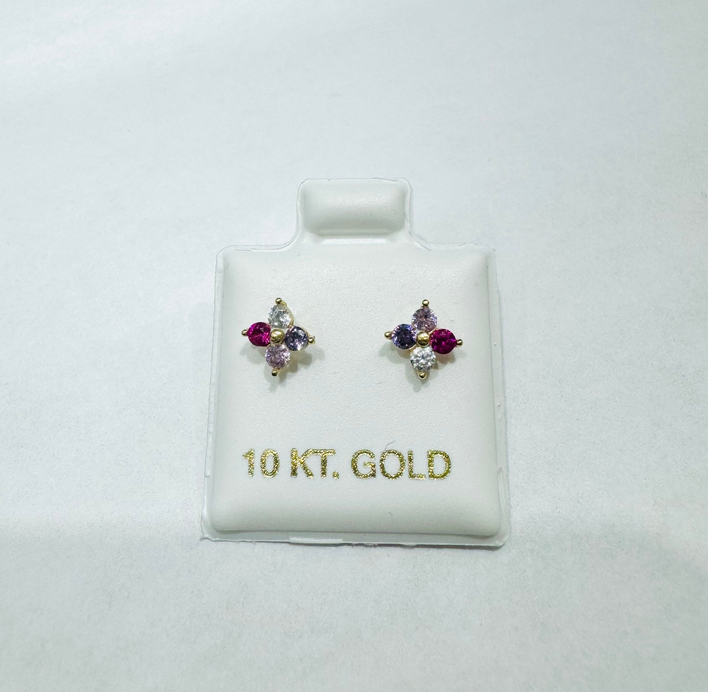10K GOLD BABY EARRINGS CZ STONES