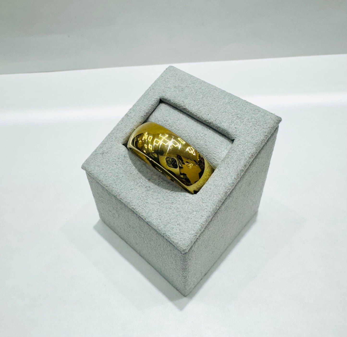 TUNGSTEN CARBIDE GOLD COLOR MENS WEDDING BAND 9mm, SIZE: 14