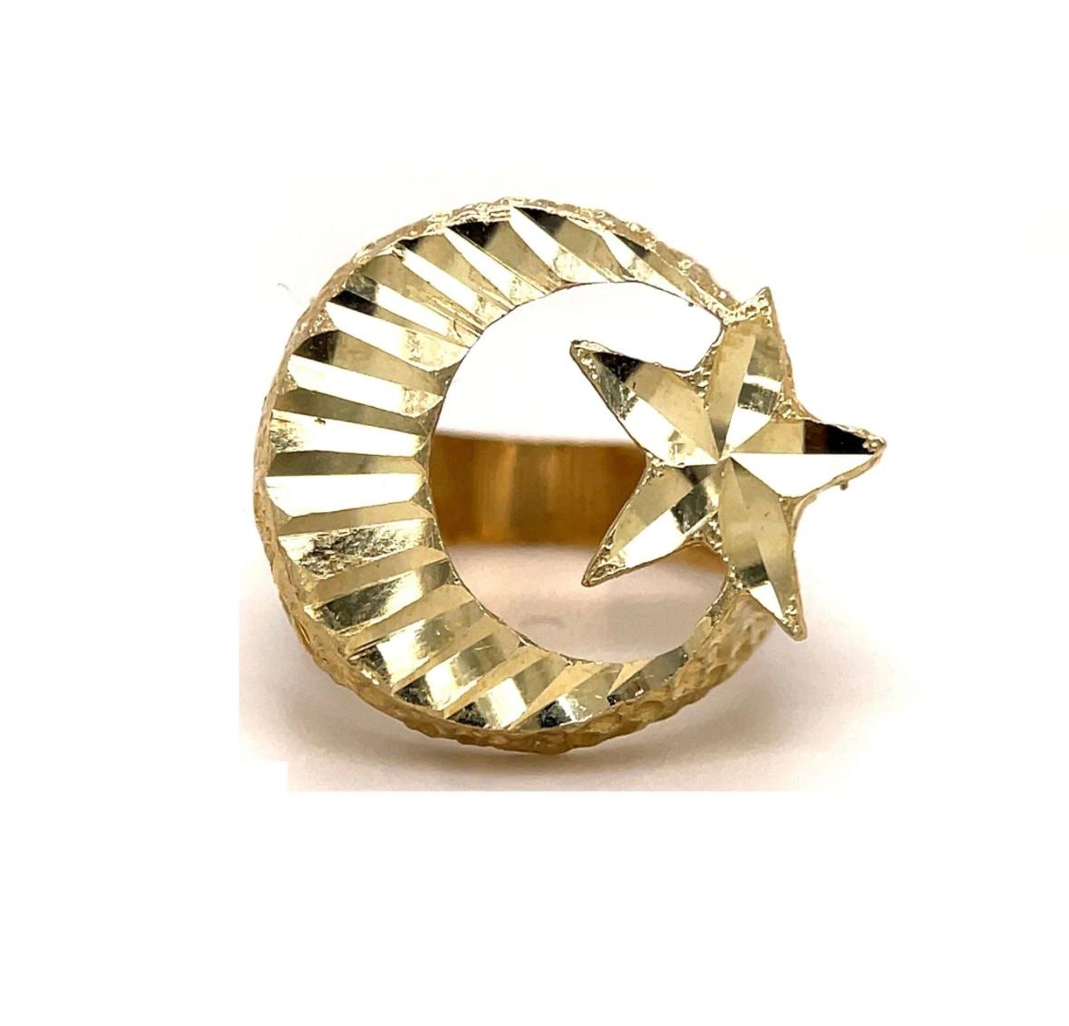10K GOLD MOON & STAR RING- WEIGHT: 9.0gm