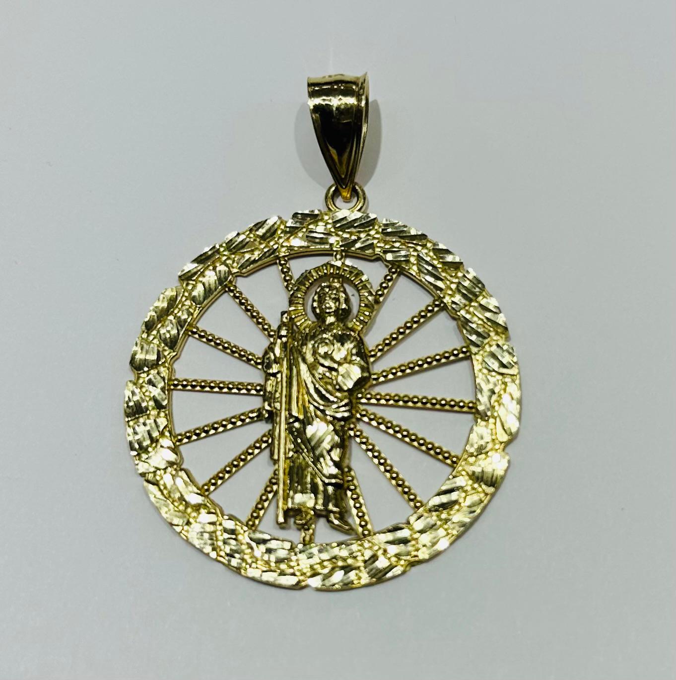 10K GOLD ROUND SAINT JUDE PENDANT, WEIGHT: 10.0gm