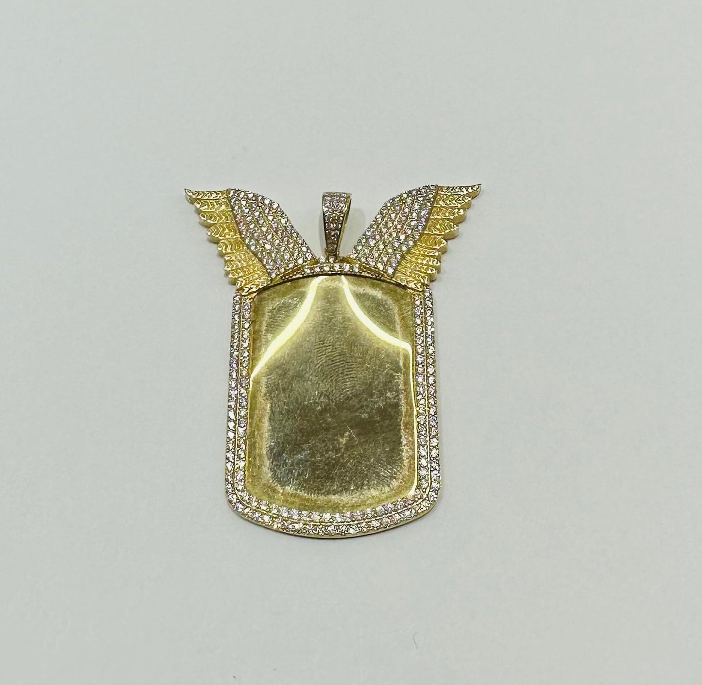 10K GOLD ANGEL WINGS MEMORY PENDANT WITH CZ STONE, WEIGHT: 13.0gm