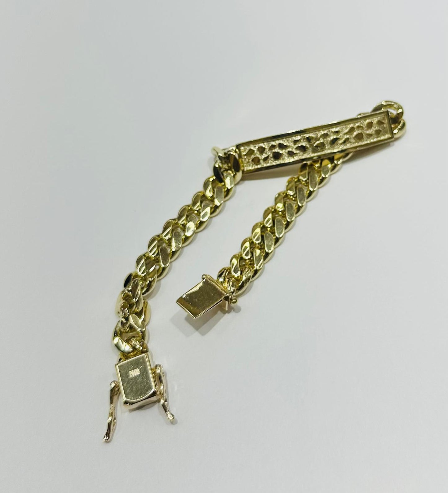 10k GOLD MIAMI CUBAN BRACELET WITH NUGGET ID 9" 8.8mm, WEIGHT: 46.4gm