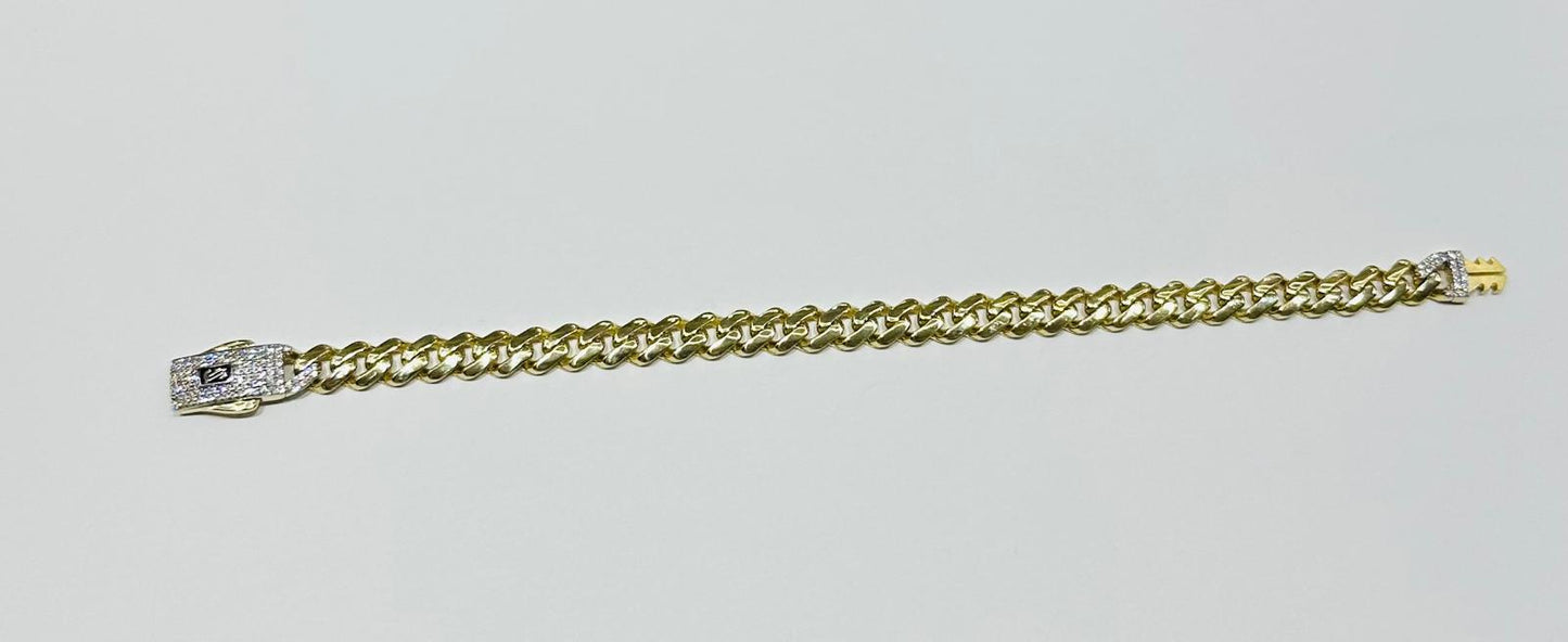 10k GOLD MIAMI CUBAN BRACELET 9" 7.60mm, WEIGHT: 9.3gm