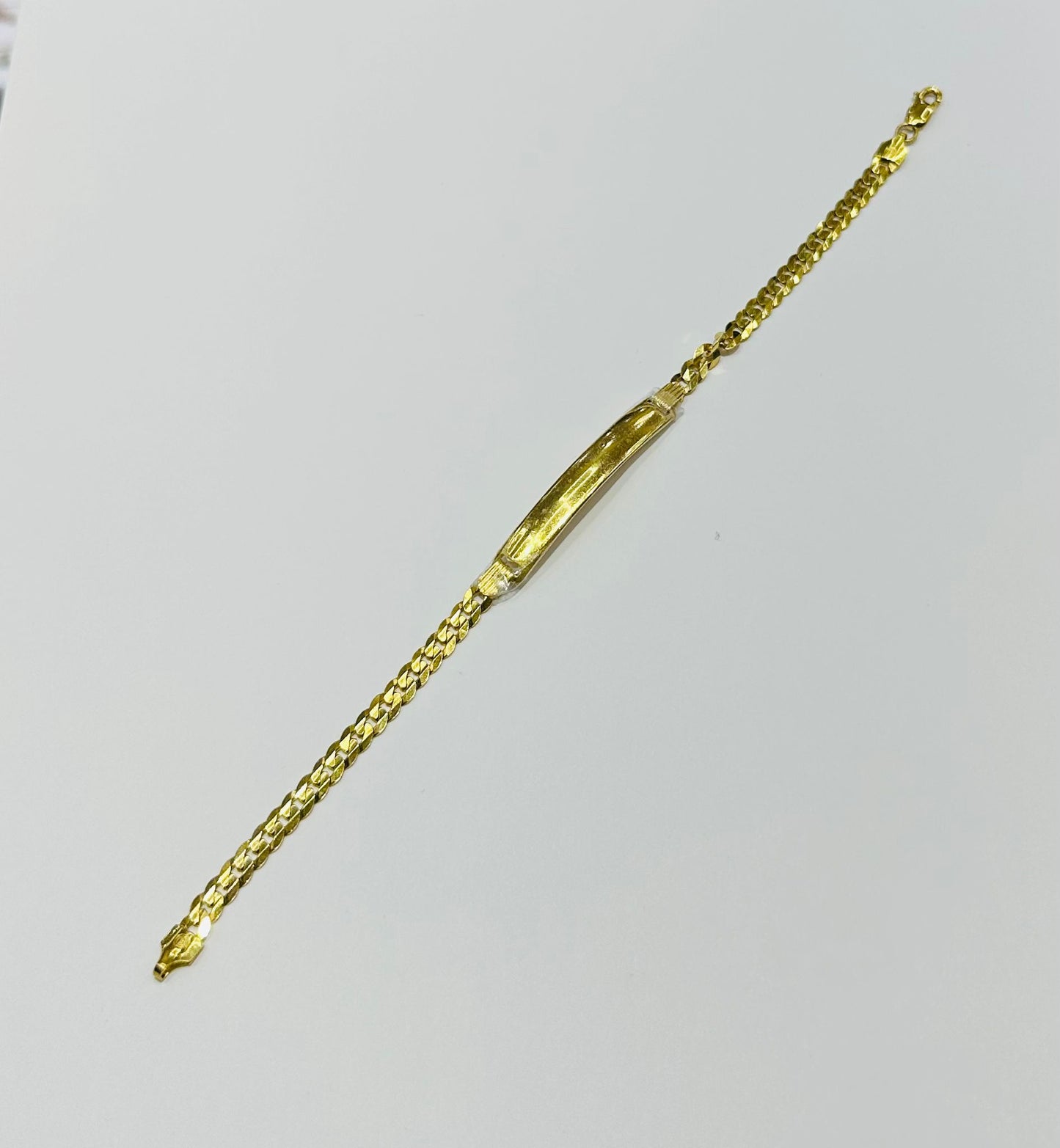 10K GOLD FLAD ID ITALIAN CUBAN BABY BRACELET 8" 4.62mm, Weight: 7.9gm