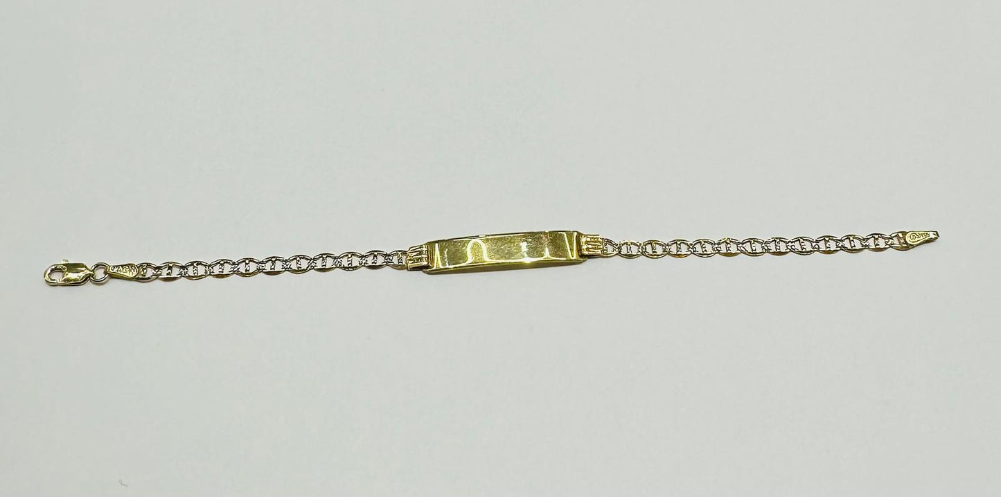 10K GOLD DIAMOND CUT GUCCI BABY ID BRACELET 6", Weight: 2.4gm