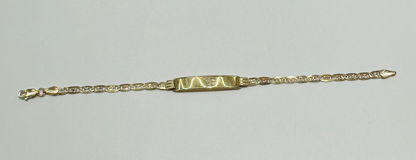 10K GOLD TWO TONED GUCCI BABY ID BRACELET 6", 0.75mm Weight: 2.8gm