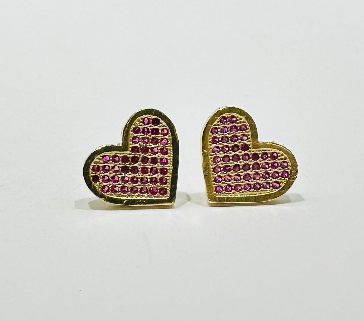 10K GOLD HEART EARRINGS WITH CZ DIAMOND, WEIGHT: 1.8gm