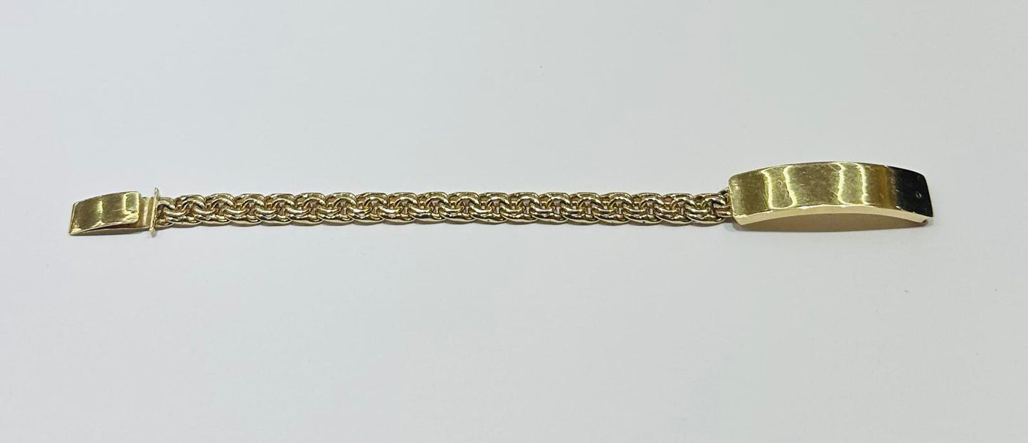 10K GOLD CHINO LINK ID BRACELET, WEIGHT: 13.3gm