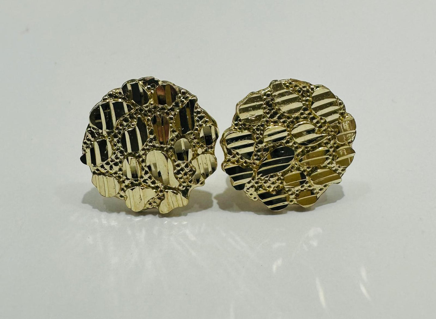 10K GOLD UNISEX NUGGET EARRINGS, WEIGHT: 1.7gm