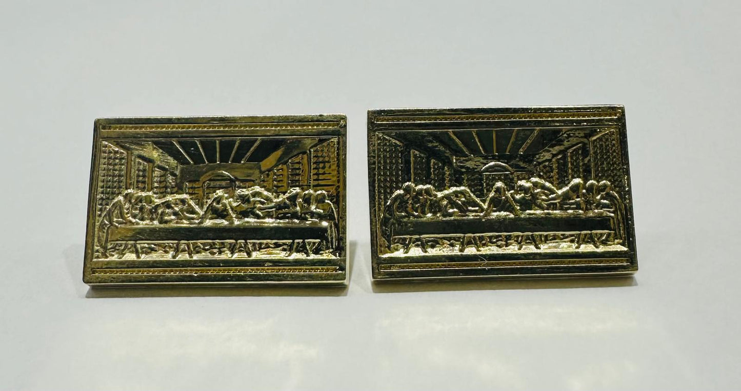 10K GOLD LAST SUPPER EARRINGS, WEIGHT: 3.0gm