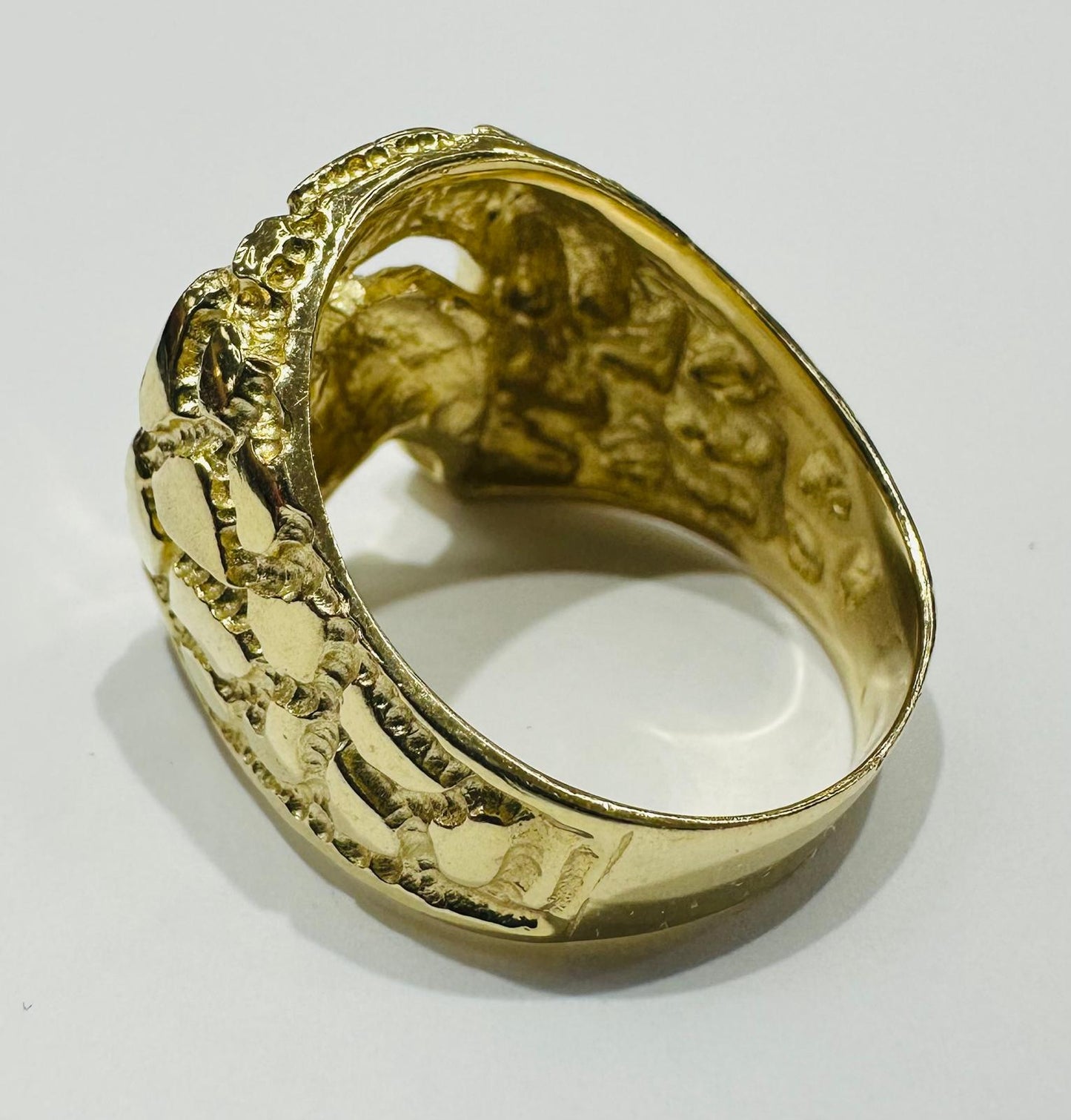 14K GOLD HORSESHOE NUGGET RING, WEIGHT: 10.4gm