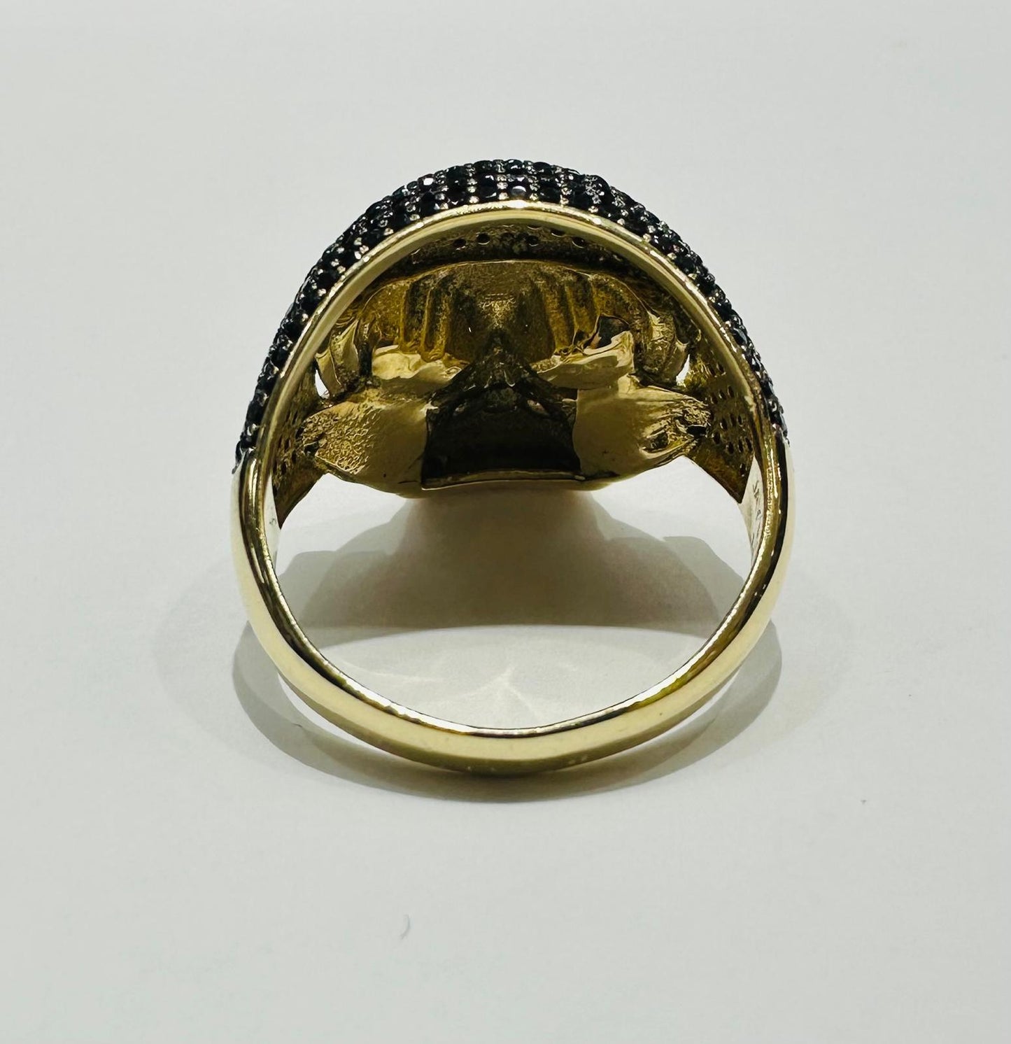 14K GOLD DIAMOND SKULL RING, WEIGHT: 8.6gm
