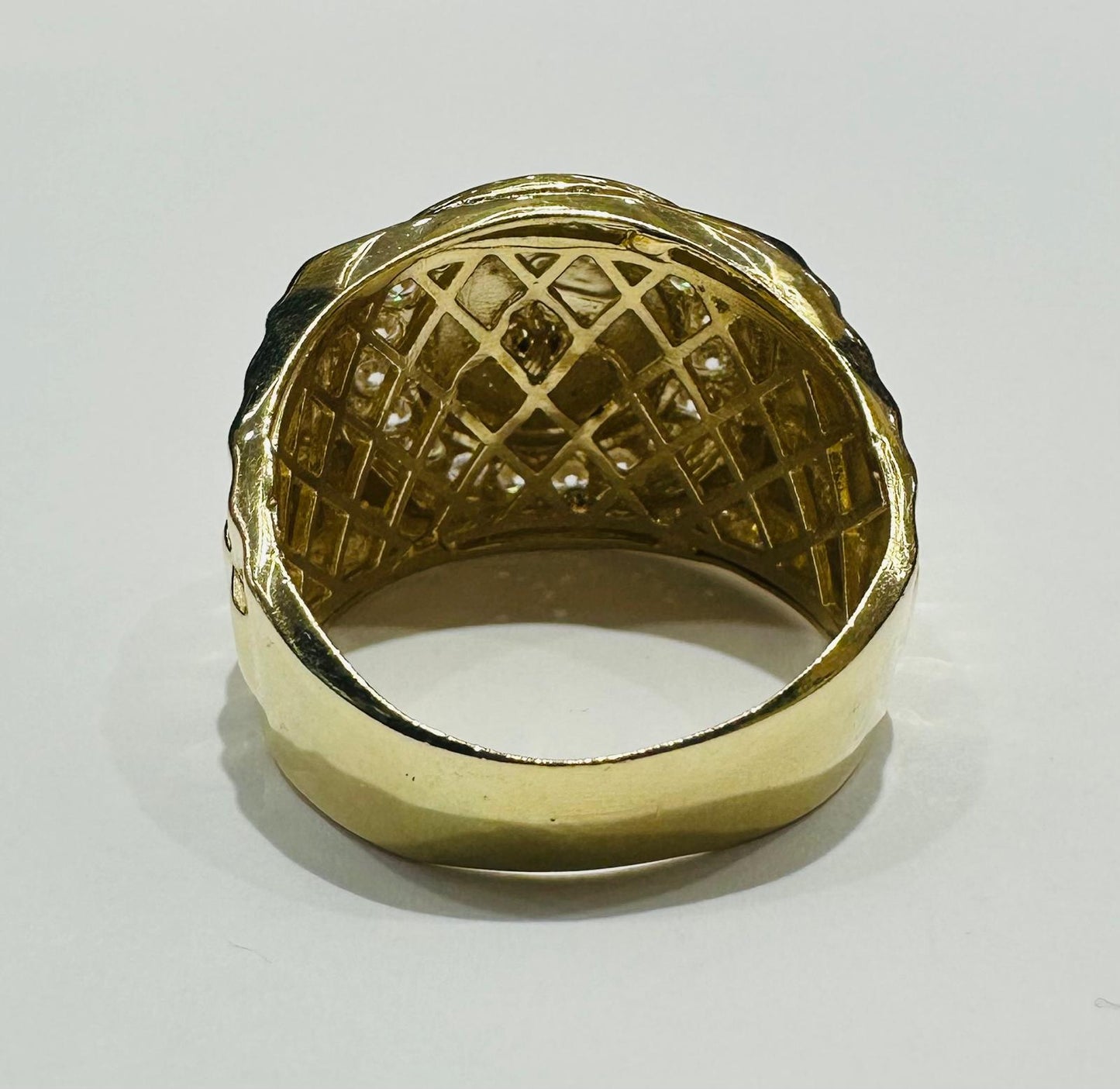 14K GOLD ROLEX RING WITH CZ DIAMOND, WEIGHT: 9.7gm