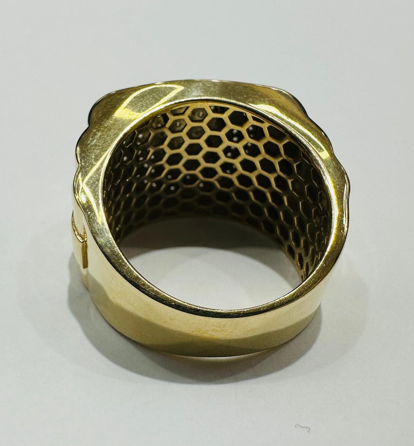 14K GOLD ROLEX RING WITH CZ DIAMOND, WEIGHT: 9.5gm