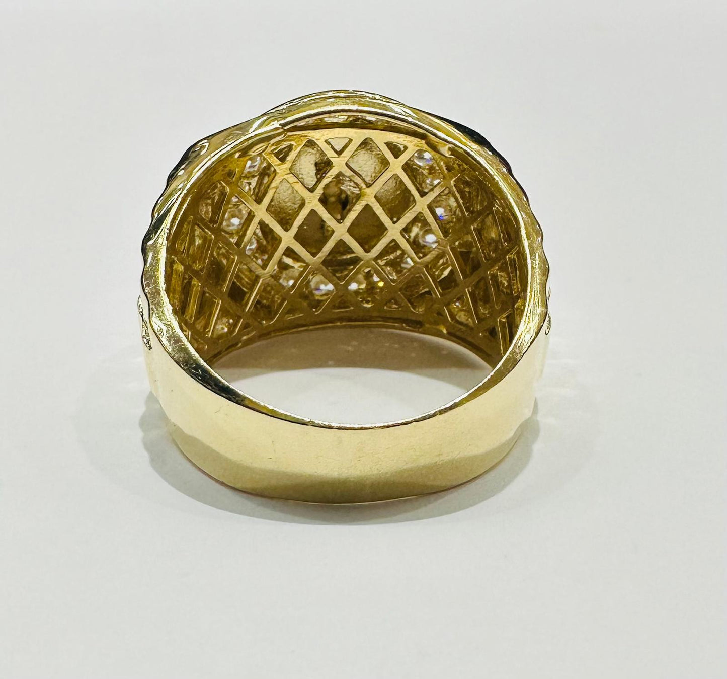 14K GOLD MEN'S MASONIC CZ RING, WEIGHT: 9.7gm