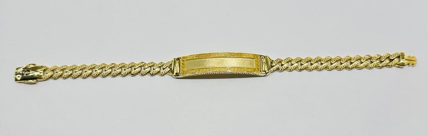 10K MEN'S MONACO CHAIN BRACELET WITH ID 9" 4.30mm, Weight: 13.6gm