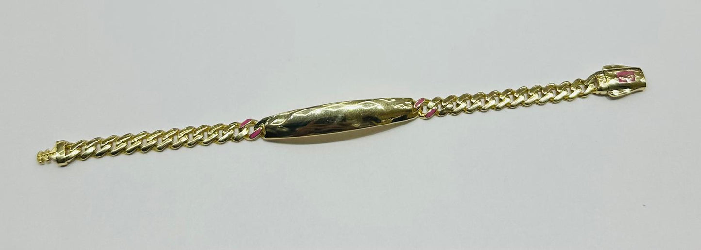 10K GOLD BABY MONACO BRACELET WITH ID, 5" WEIGHT 4.7 gm