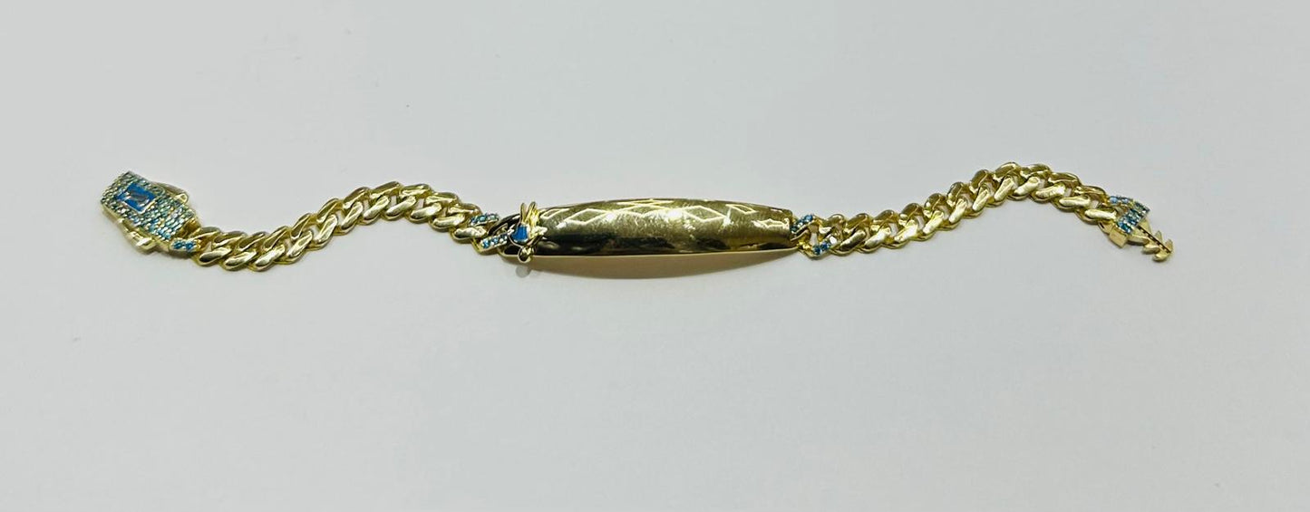 10K GOLD BABY MONACO BRACELET WITH ID, 5.5" WEIGHT 5.2 gm