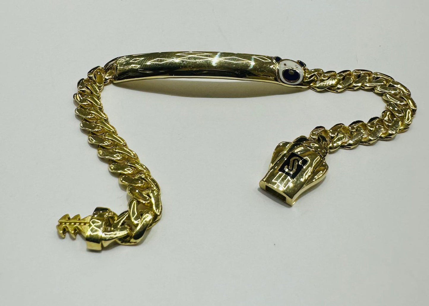 10K GOLD BABY MONACO BRACELET WITH ID, 5.5" WEIGHT 4.3 gm