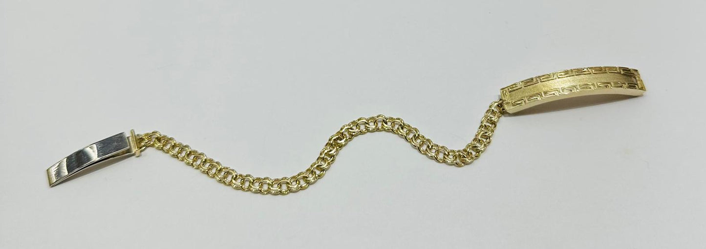10K GOLD CHINO LINK BRACELET WITH ID, 7" WEIGHT 7.7 gm