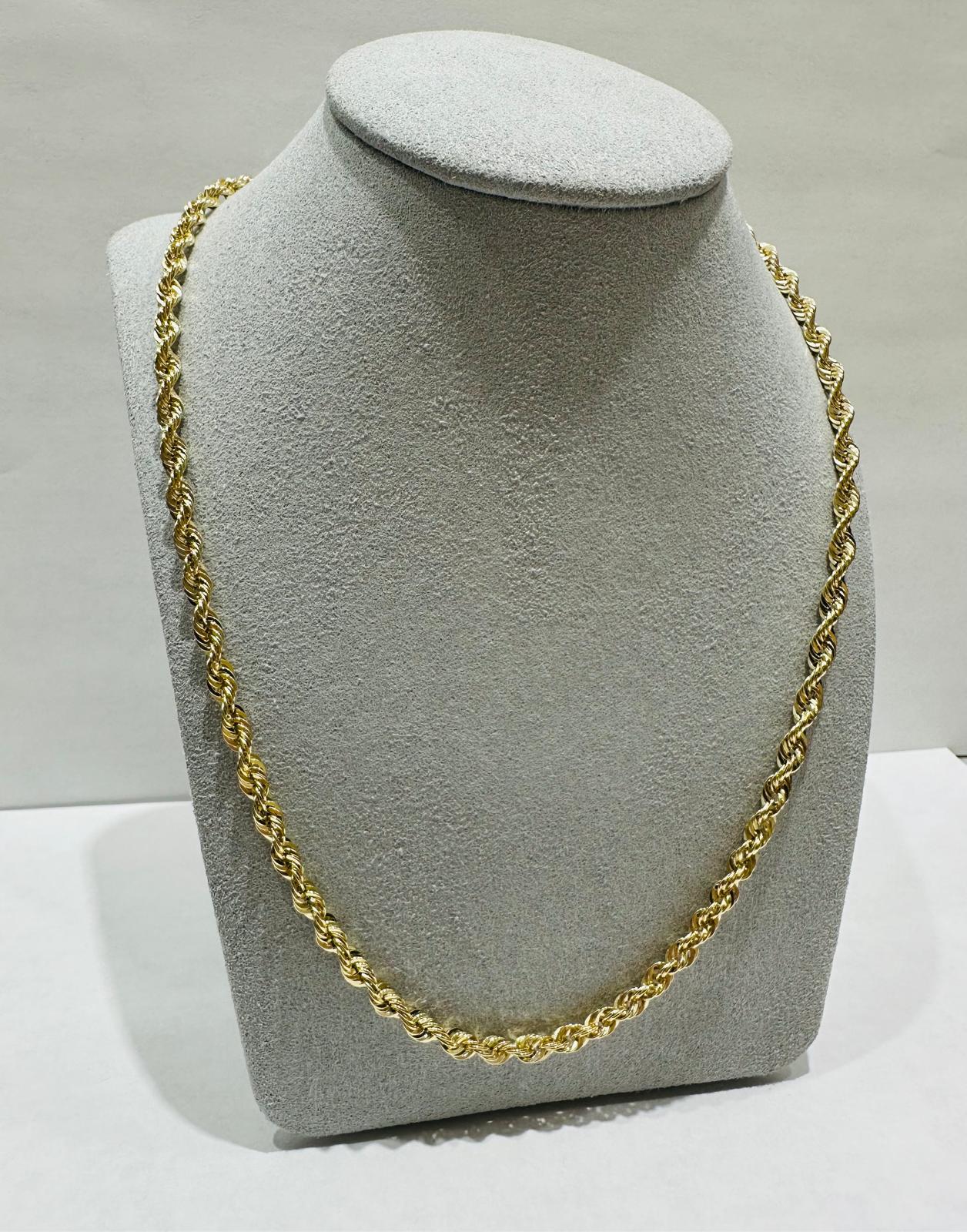 10K GOLD HOLLOW ROPE CHAIN 22", WEIGHT 5.8 gm, WIDTH 4.12 mm