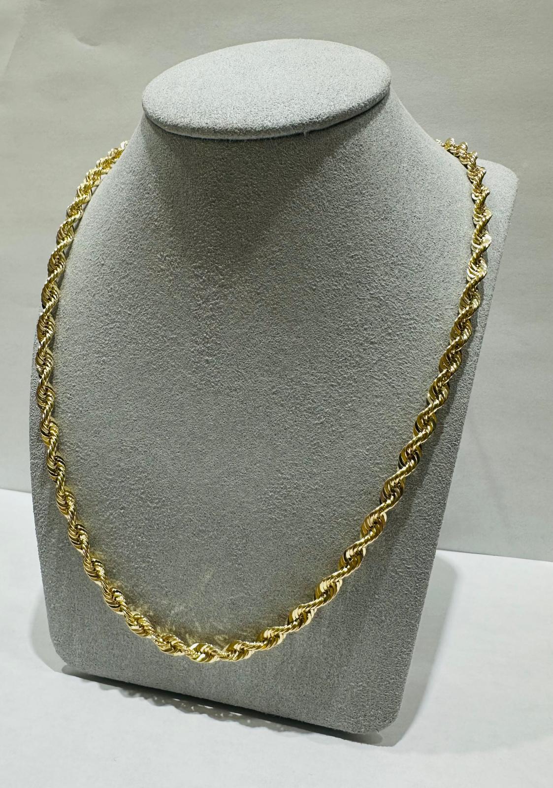 10K GOLD HOLLOW ROPE CHAIN 22", WEIGHT 8.8 gm, WIDTH 4.47 mm