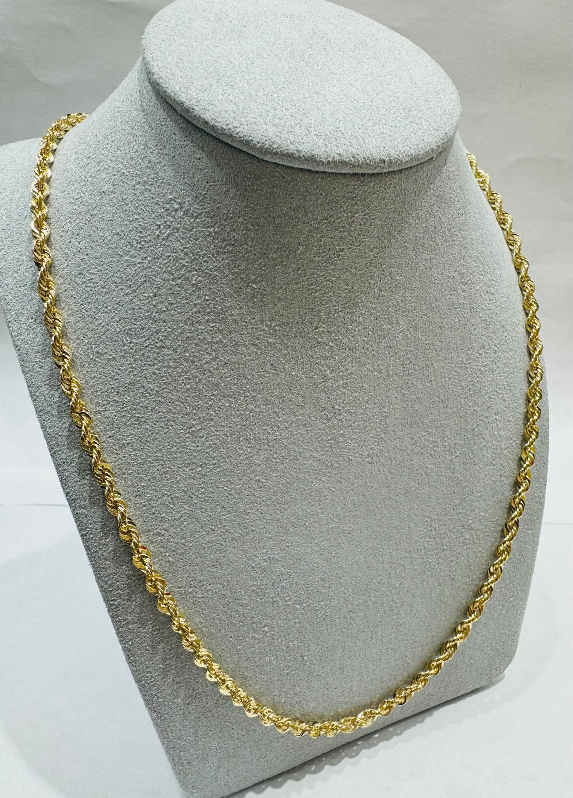 10K GOLD HOLLOW ROPE CHAIN 28", WEIGHT 6.1 gm, WIDTH 3.26 mm