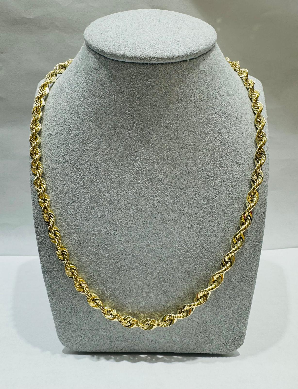 10K GOLD HOLLOW ROPE CHAIN 20", WEIGHT 10.6 gm, WIDTH 5.40 mm