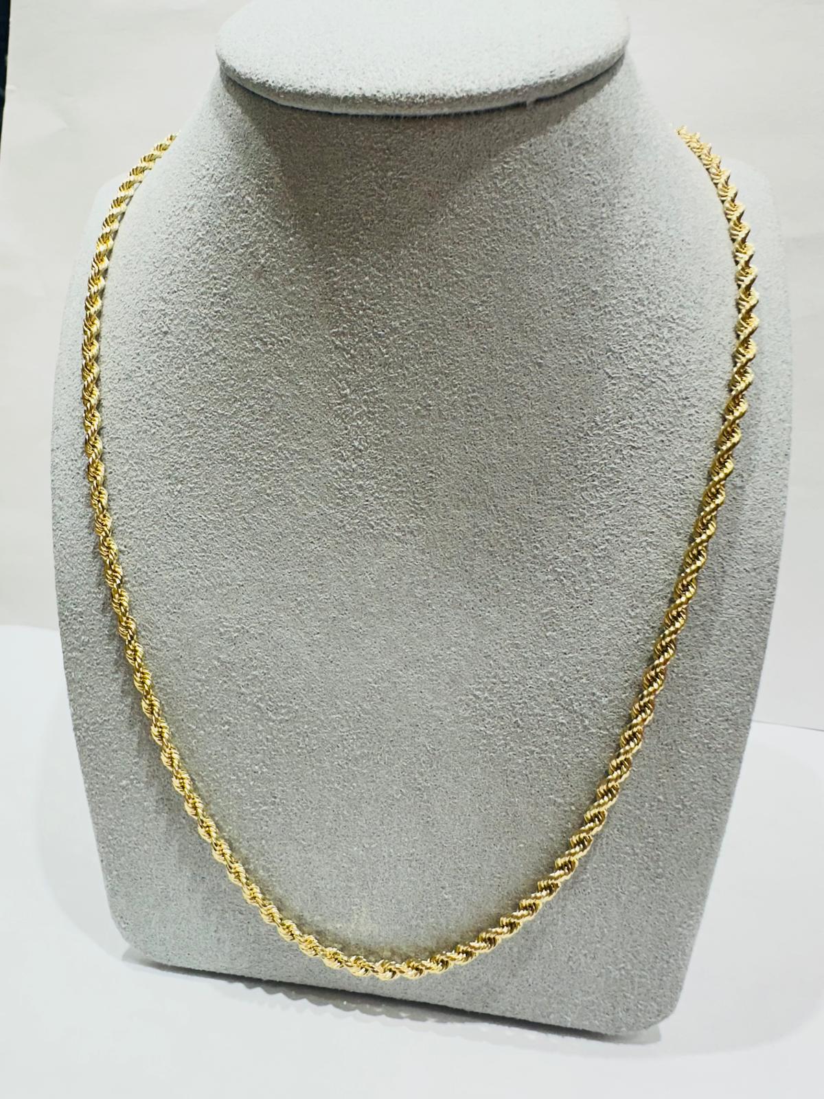 10K HOLLOW ROPE CHAIN 26" 2.75mm, 6.4gm