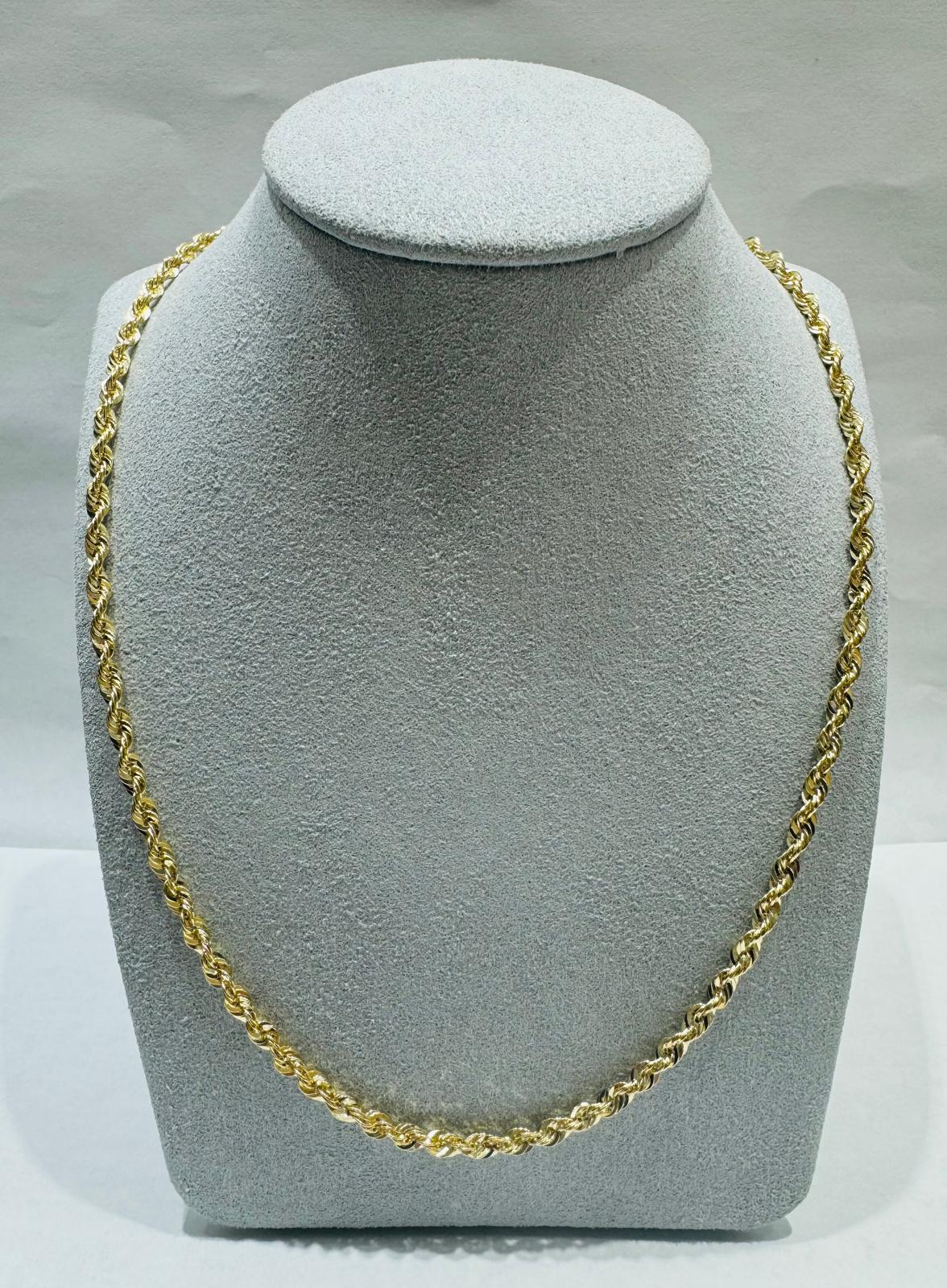 10K GOLD HOLLOW ROPE CHAIN 26", WEIGHT 5.6 gm, WIDTH 3.21 mm