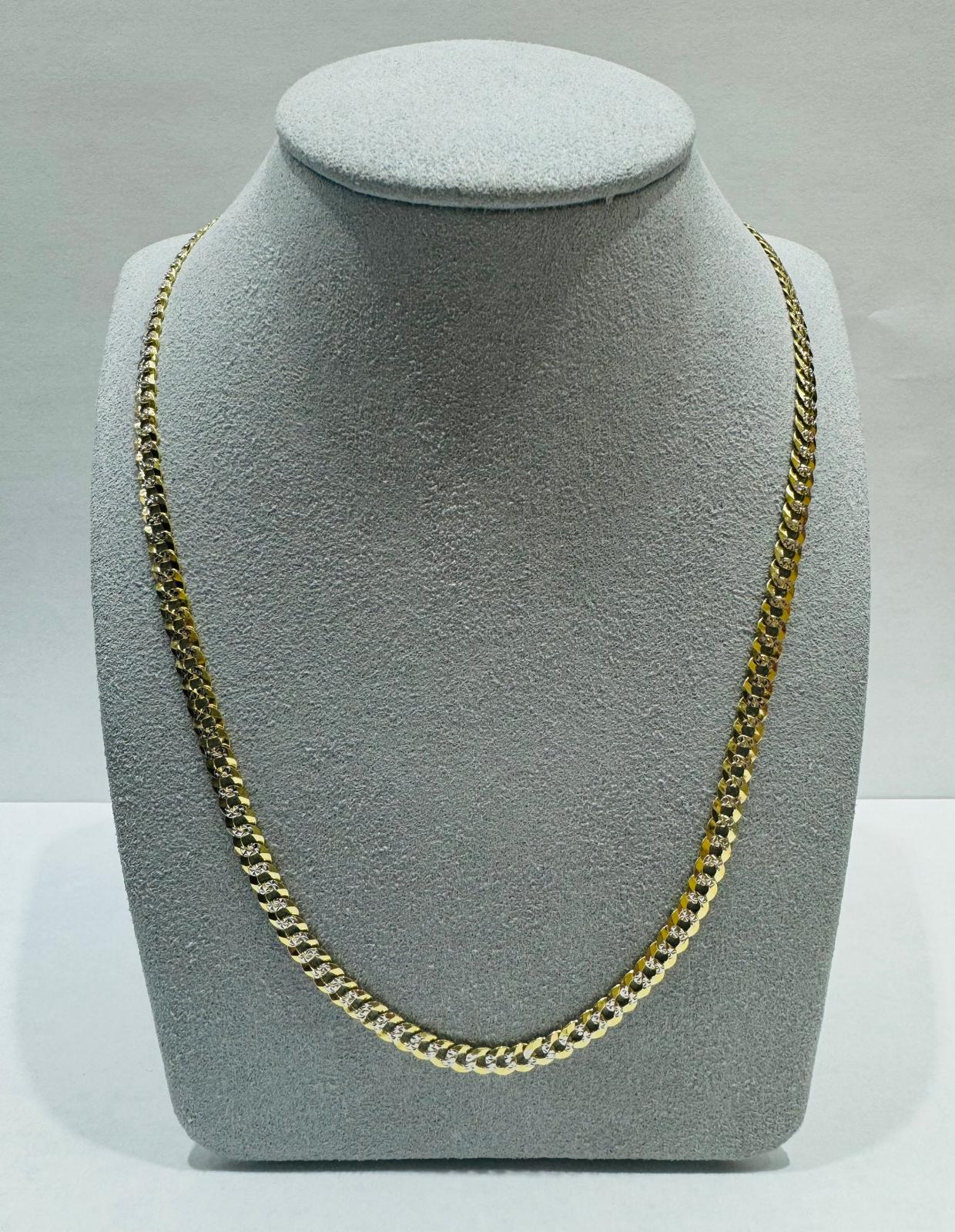 10K GOLD SOLID DIAMOND CUT CUBAN LINK CHAIN 18", WEIGHT 8.5 gm, WIDTH 4.29 mm