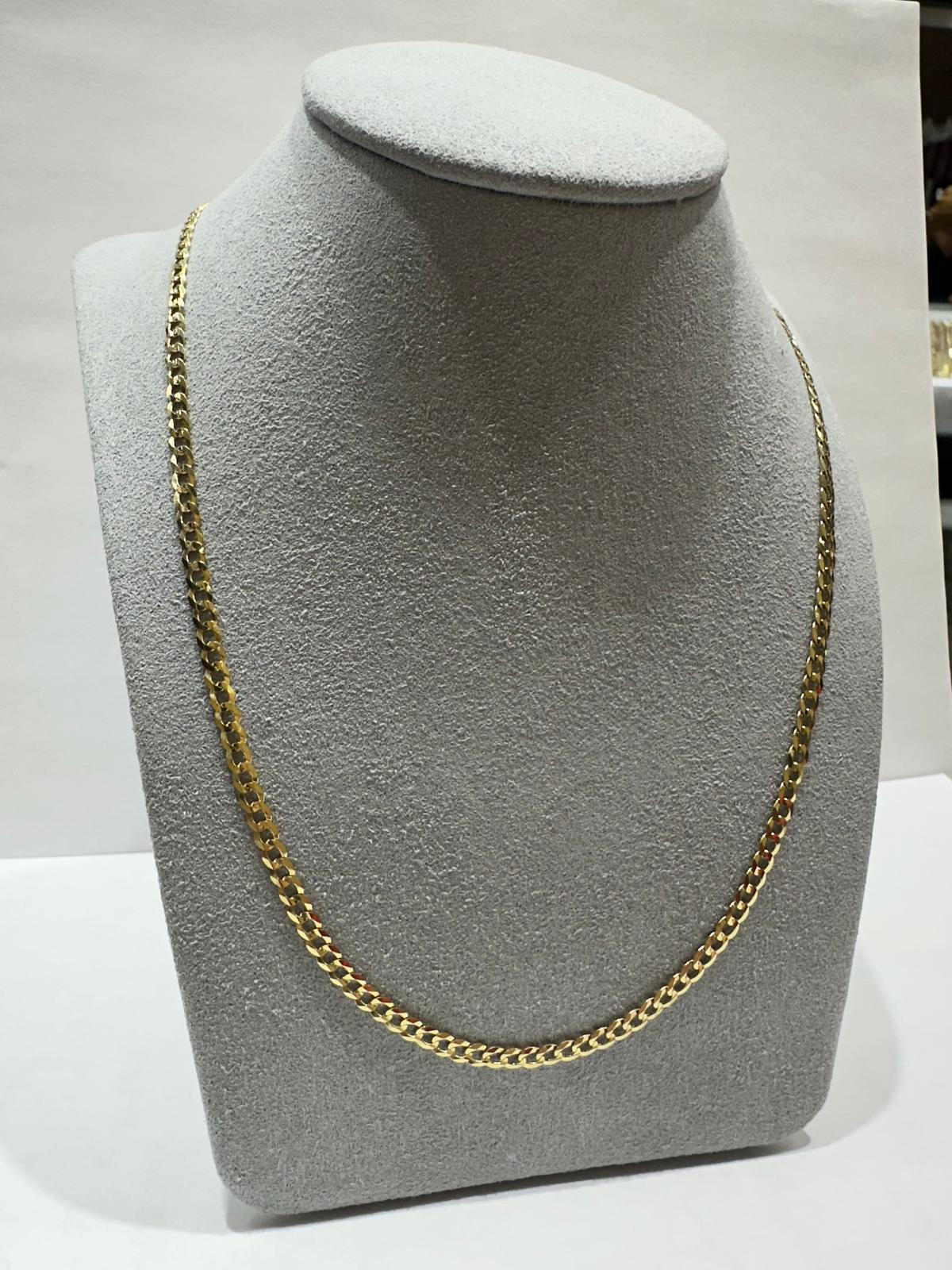 10K GOLD SOLID CUBAN LINK CHAIN 22", WEIGHT 5.3 gm, WIDTH 3.15 mm