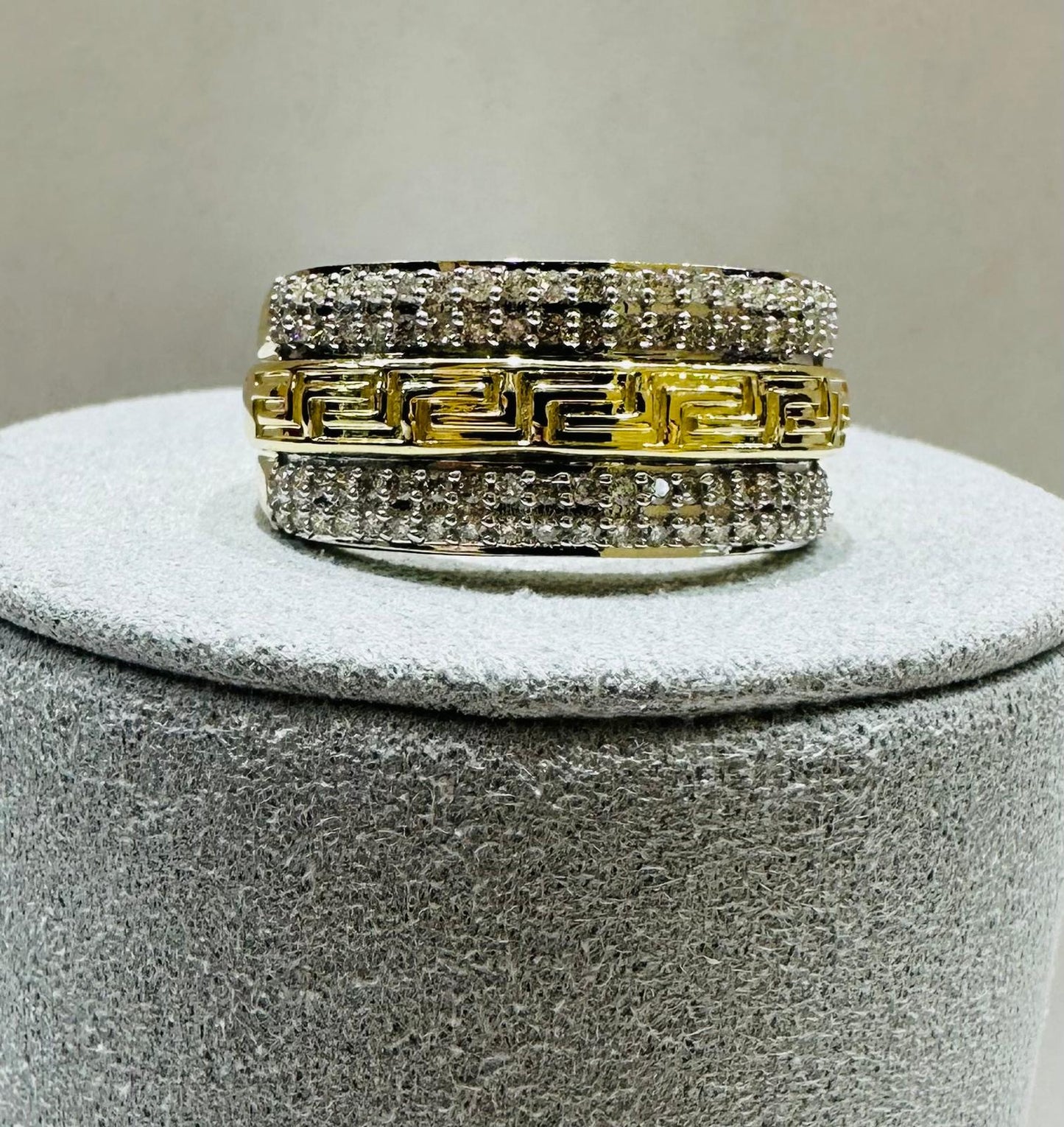 10K YELLOW GOLD NATURAL DIAMOND MENS RING 0.50CT, SIZE-10, 6.2gm