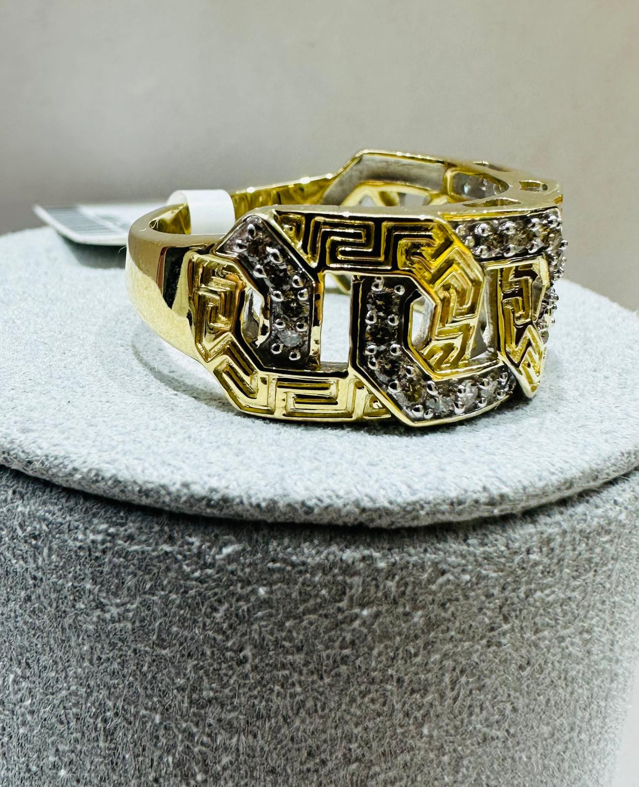 10K YELLOW GOLD NATURAL DIAMOND MENS RING 0.50CT, SIZE-10, 7.7gm