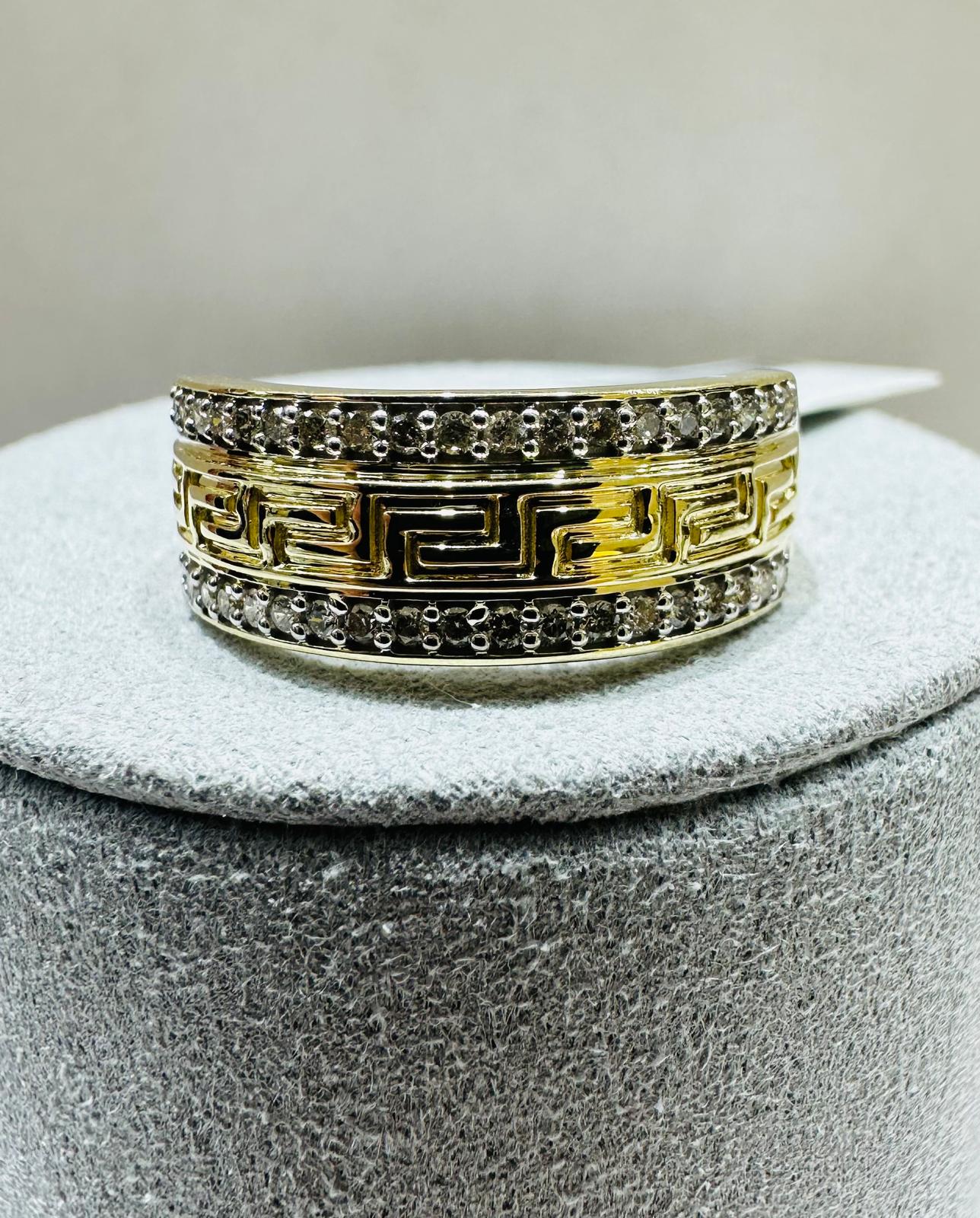 10K YELLOW GOLD NATURAL DIAMOND MENS RING 0.35CT, SIZE-9.5, 5.1gm