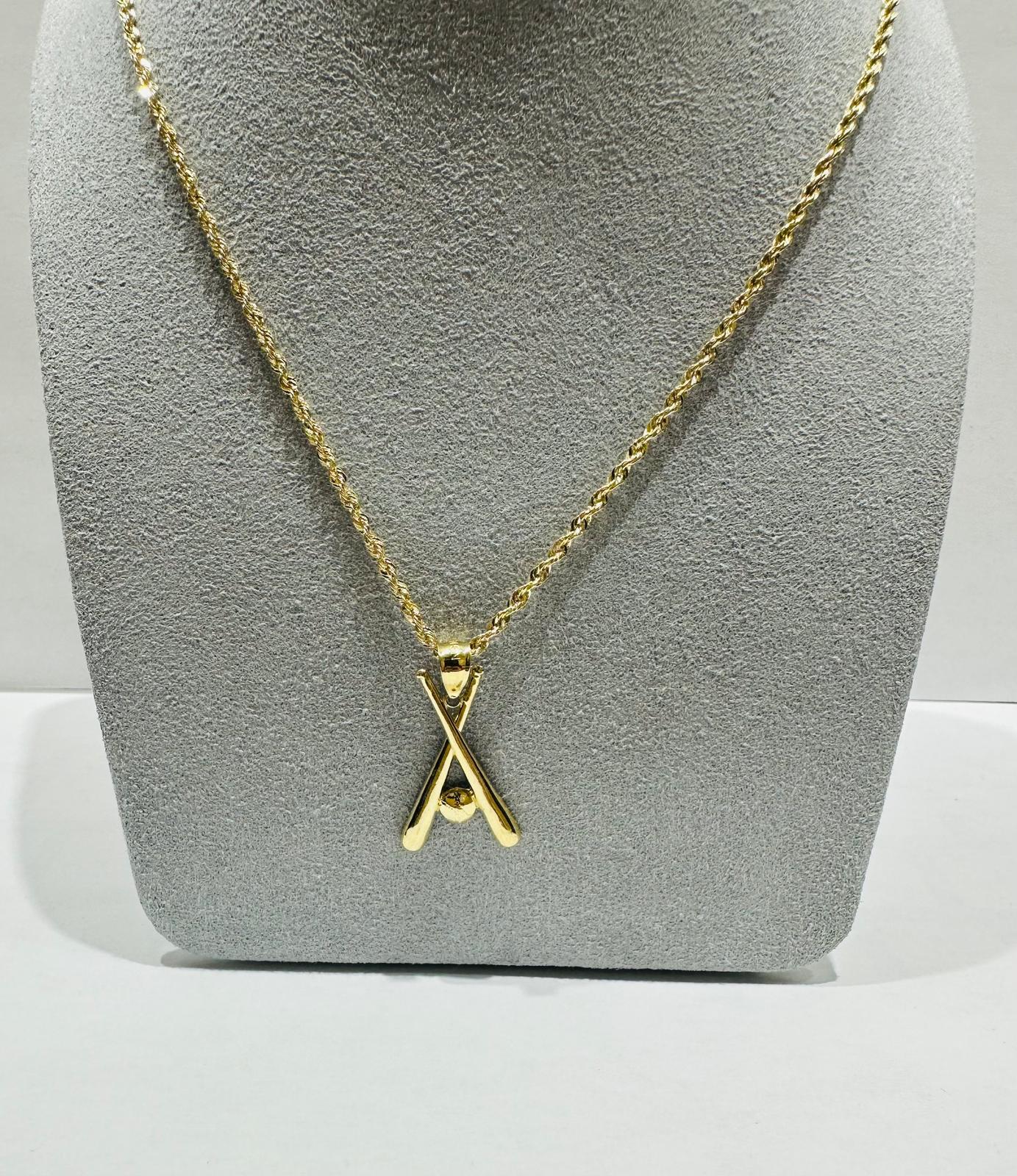 10K GOLD ROPE CHAIN 22", 1.8gm WITH BASE BALL KIT PENDANT 1.1gm