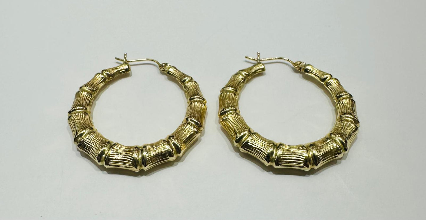 10K YELLOW GOLD ROUND SHAPED HOOP EARRINGS, WEIGHT: 4.0gm
