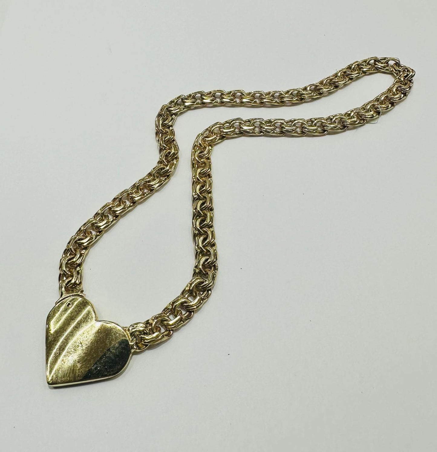 10K GOLD HEART CHINO LINK NECKLACE, WEIGHT: 53.00gm
