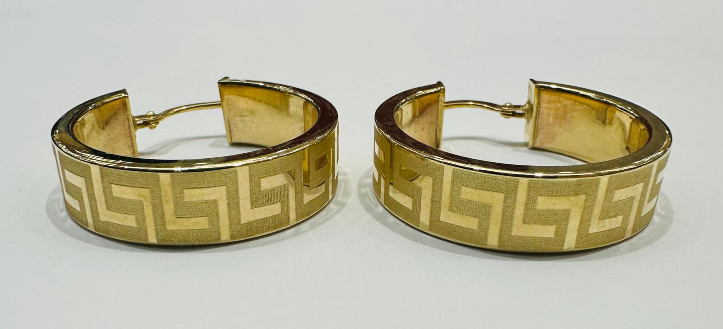 10K YELLOW GOLD VERSACE HOOP EARRINGS, WEIGHT: 4.9gm