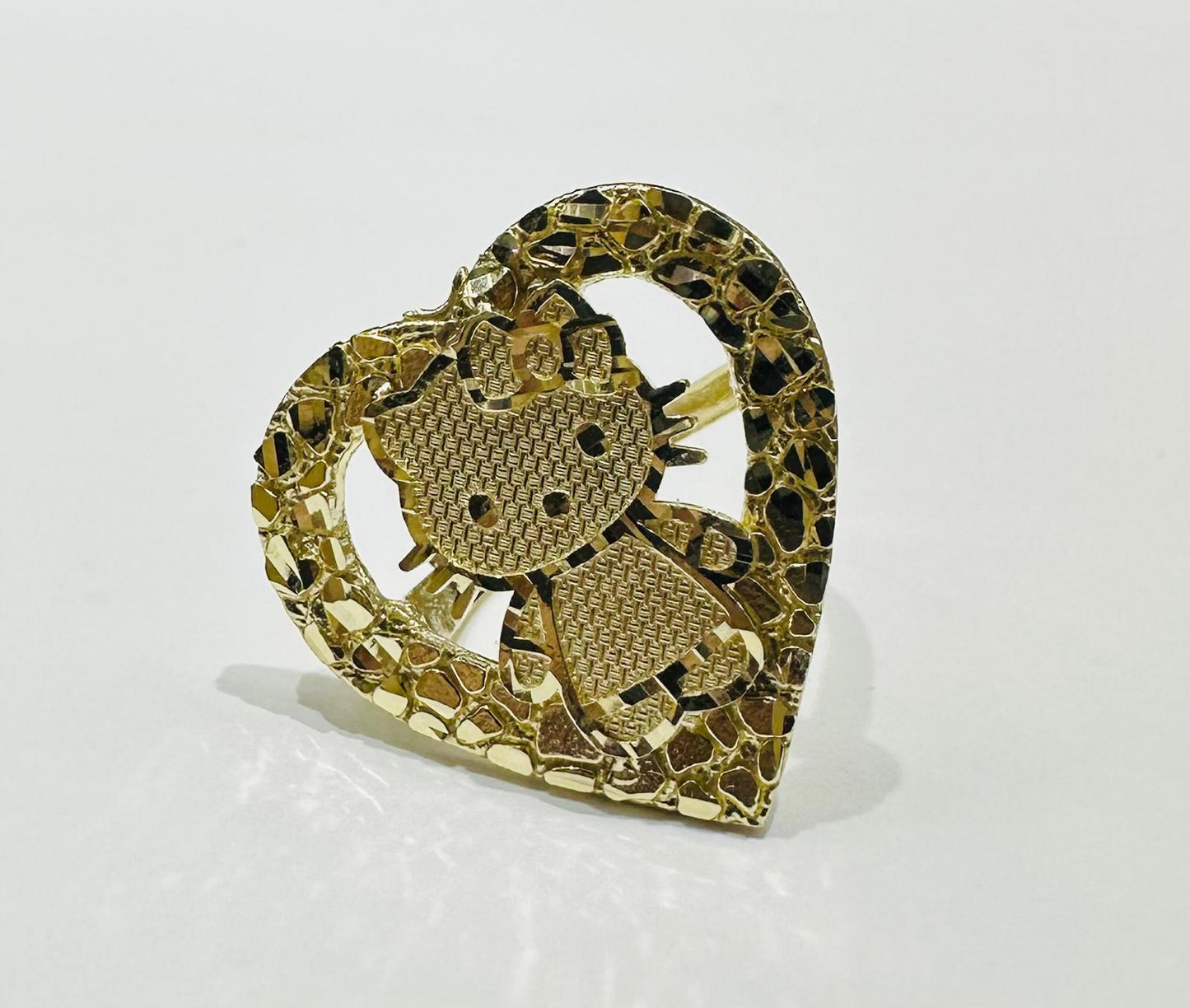 10K GOLD KITTY HEARTH RING, WEIGHT: 4.2gm