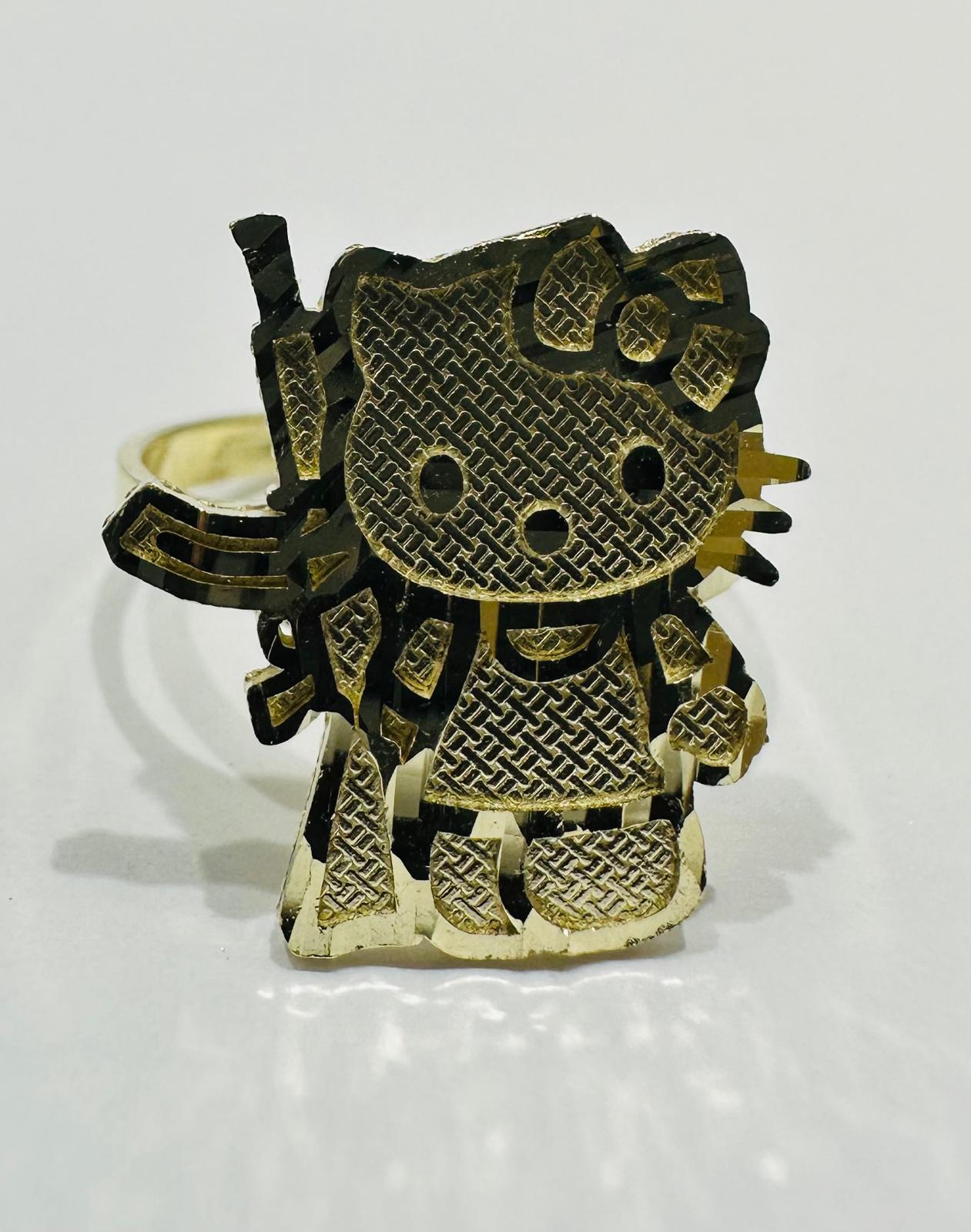 10K GOLD KITTY HEART RING, WEIGHT: 4.4gm
