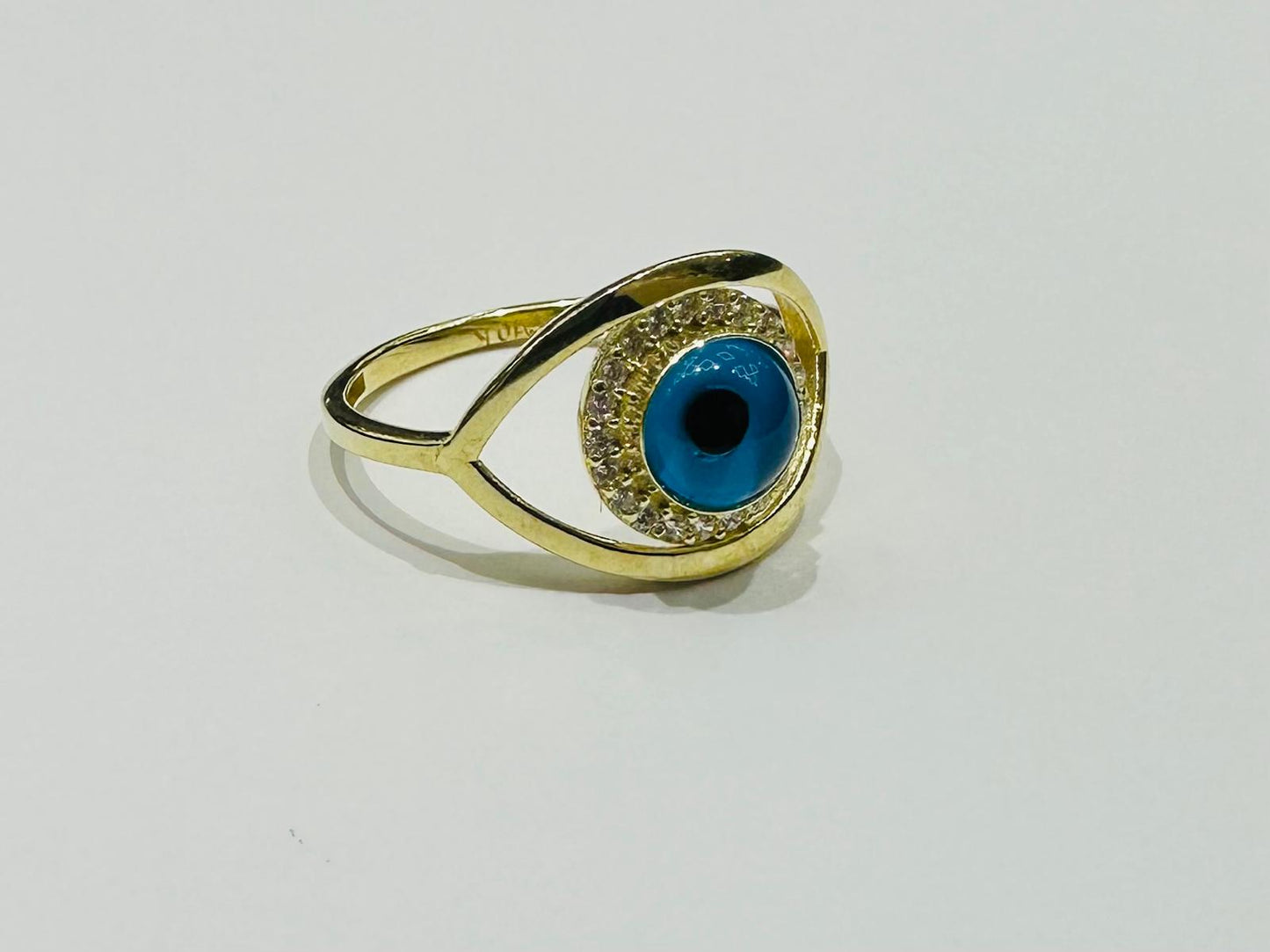 10K GOLD EVIL EYE CZ RING, WEIGHT: 1.8gm