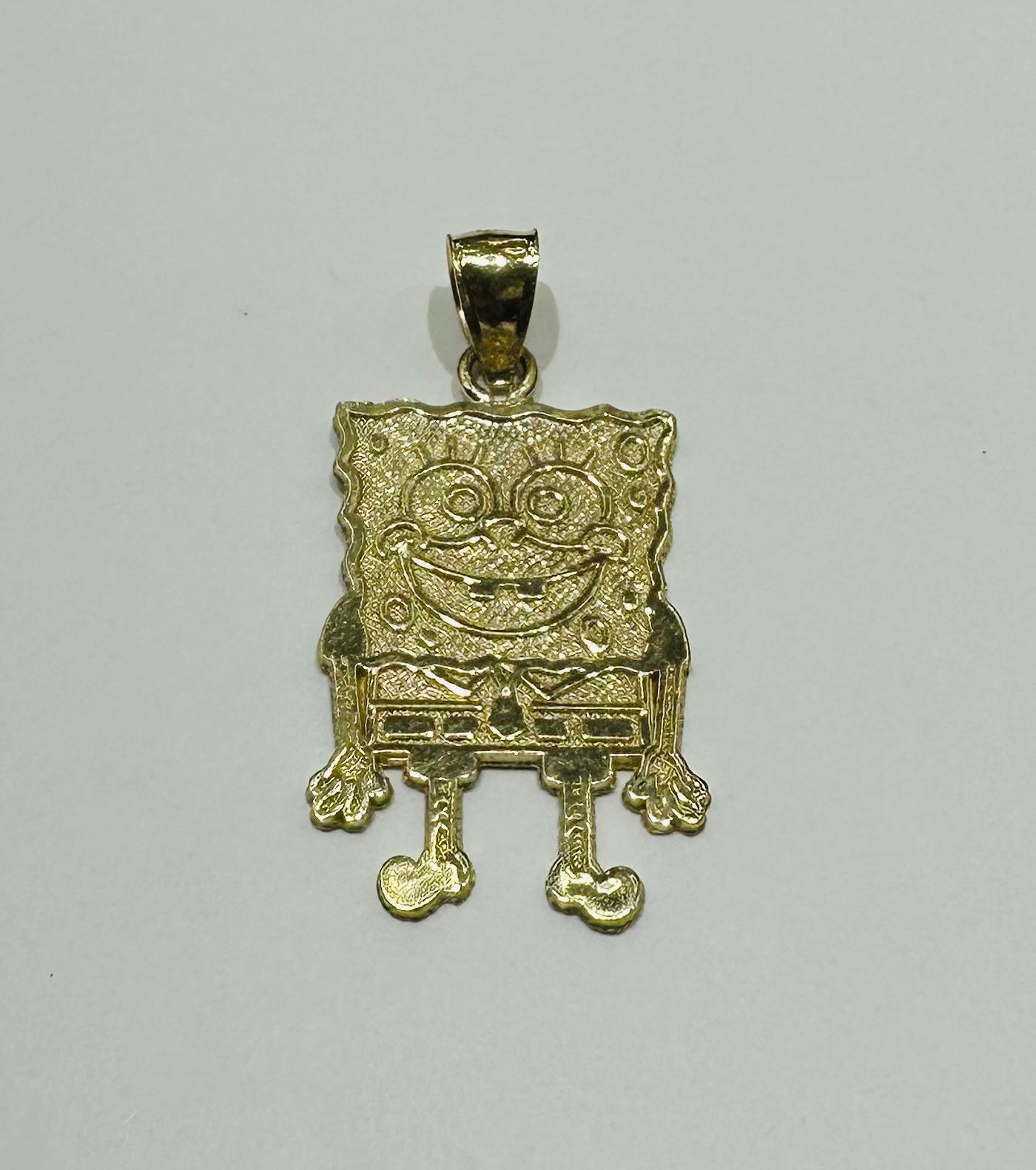 10K GOLD SPONGEBOB PENDANT, WEIGHT: 2.6gm