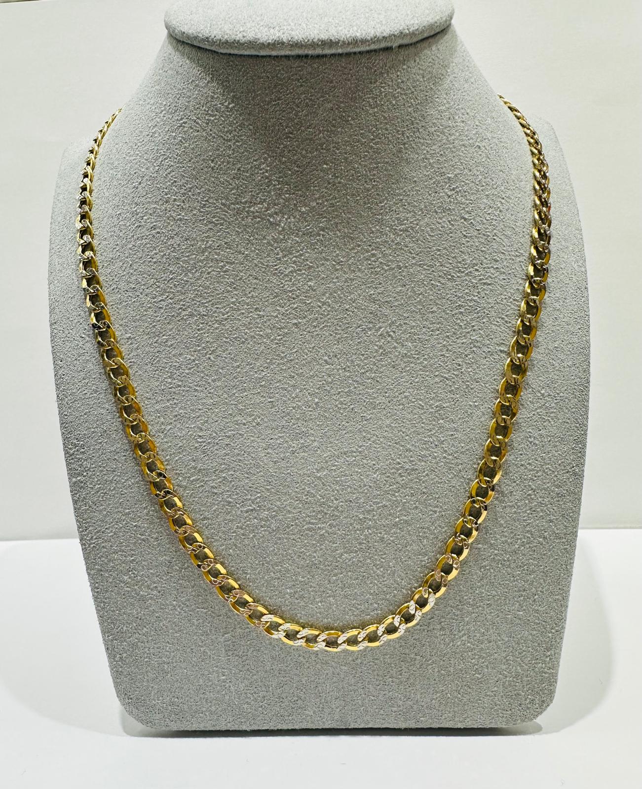 10K GOLD DIAMOND CUT CUBAN LINK CHAIN 22", WEIGHT 7.2gm, WIDTH 4.50mm